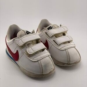 Nike Cortez Basic SL Baby Toddler Sneakers White Red Blue Hook and Loop Shoes